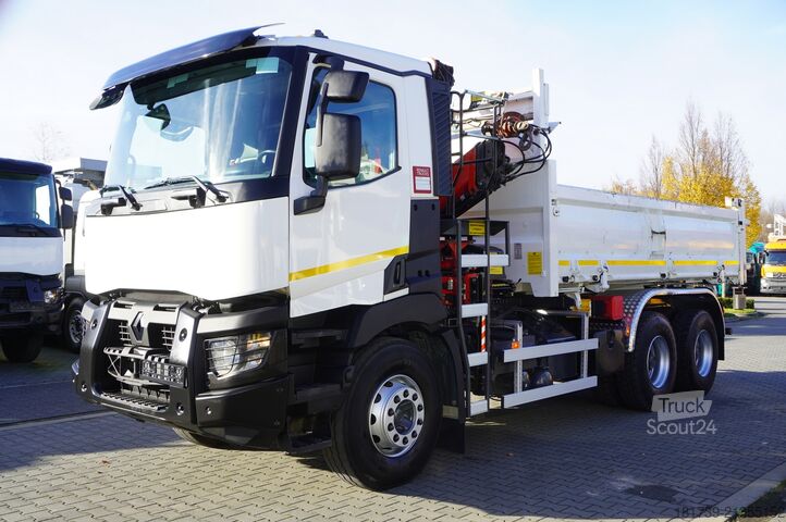 Billenő daruval Renault C380 E6 6×4 / HDS Fassi F135 2700 MTH /