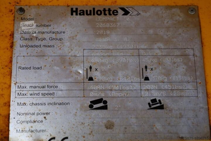 Schaarlift Haulotte Compact 10 Electric, 10.2m Working Height, 450kg C