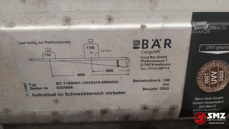 Construction Mercedes Occ Laadlift BAR cargolift 1100kg - 140cm