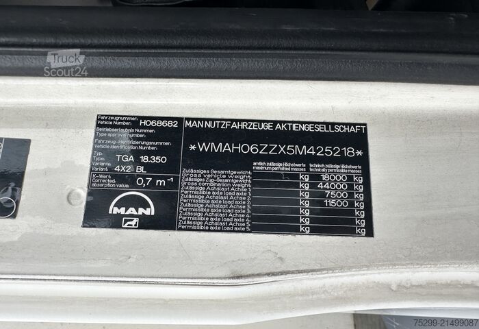 Chłodnia (samochód ciężarowy) MAN TGA 18.350 4x2 KK mit HB und Rolltor