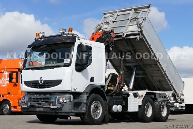 Τρίπλευρο ανατρεπόμενο φορτηγό RENAULT Lander 410 Kipper Kran Palfinger Funk Retarder