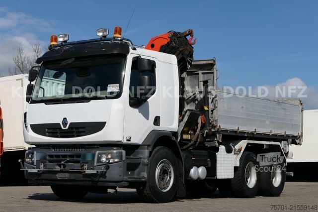 Τρίπλευρο ανατρεπόμενο φορτηγό RENAULT Lander 410 Kipper Kran Palfinger Funk Retarder