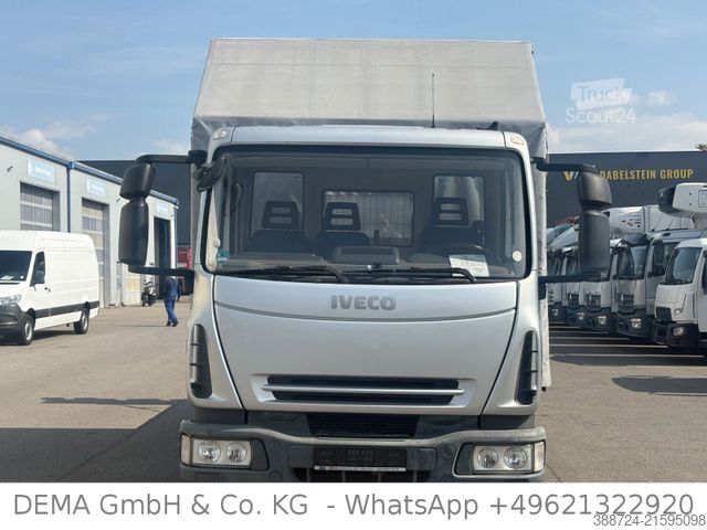 Flatbed truck with tarp IVECO 100E18 *3Sitze*Hydr. Rampen*Seilwinde*Fahrschule