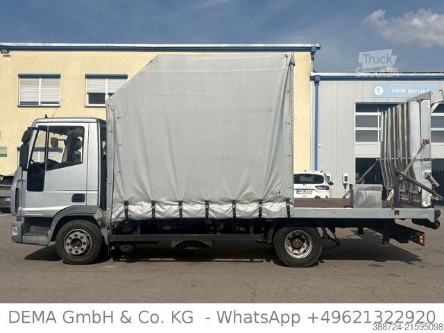 Flatbed truck with tarp IVECO 100E18 *3Sitze*Hydr. Rampen*Seilwinde*Fahrschule