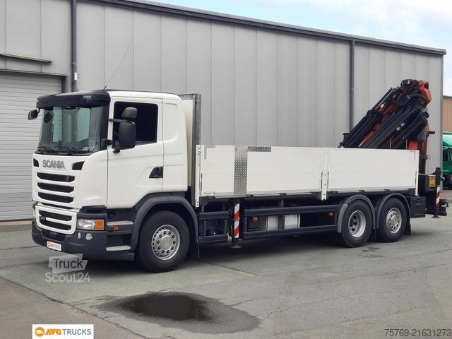 Vrachtauto met open laadbak SCANIA G 410 6X2*4 Faltkran PK 34002 JIB Funk Lenkachse