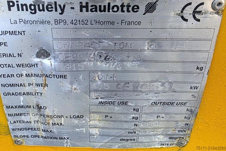 Scissor lift Haulotte Compact 10N Electric, 10m Working Height, 230kg Ca