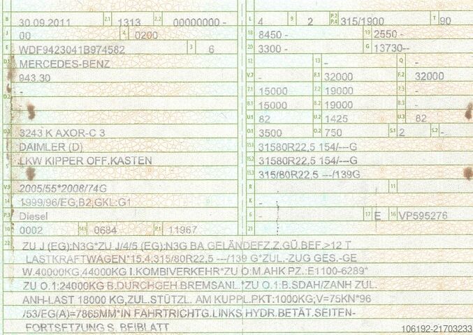 Kipper LKW Mercedes-Benz Axor 3243 3-Seiten-Kipper