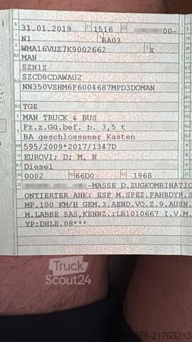 Furgão de teto alto Man TGE 5.180 Koffer