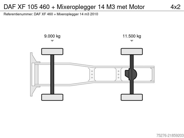 Standard-SZM DAF XF 105 460 + Mixeroplegger 14 M3 met Motor