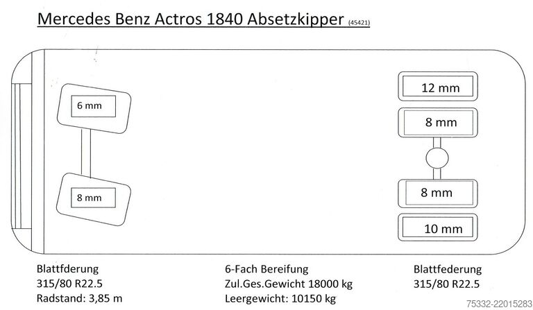 Absetzkipper LKW Mercedes-Benz Actros 1840 BB blatt 3 Pedale Tele AHK