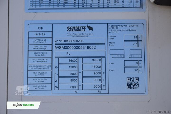 Kylsläpvagn SCHMITZ CARGOBULL SKO DDeck FP45 TK SLXi 300 LA h2.7m