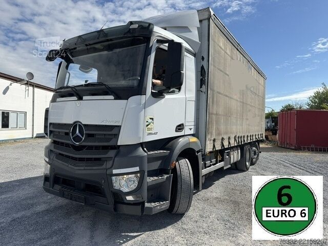 Camion cu platformă și prelată Mercedes-Benz Antos 2542-6x2 Lenk Klima 7,2m Plane AHK