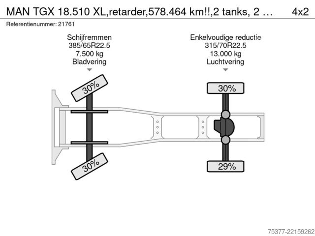 Standard-SZM MAN TGX 18.510 XL,retarder,578.464 km!!,2 tanks, 2 ...
