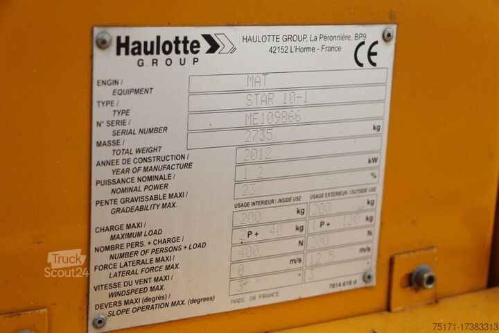 Leddelt teleskopisk arbejdsplatform Haulotte Star 10AC Electric, 10m Working Height, 3m Reach,