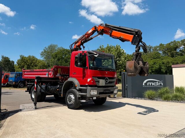Kuorma-autoon asennettu nosturi MERCEDES-BENZ Axor 1833 4x4 Kipper Kran 17m FUNK AHK