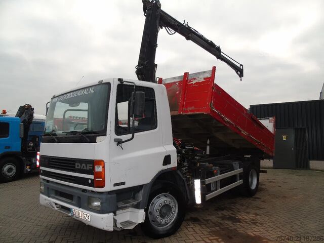 Kranwagen DAF CF 75.240 ATI + EURO 2 + HIAB 090 + 3SIDE TIPPER