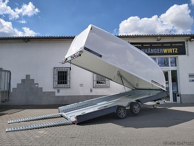 Autotransporter Anhänger Brian James Trailers Race Shuttle 3 blackline Alufelgen 470x195 100kmH