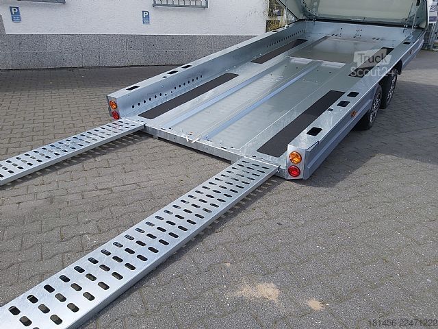 Autotransporter Anhänger Brian James Trailers Race Shuttle 3 blackline Alufelgen 470x195 100kmH