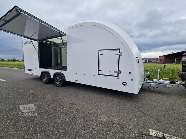 Prikolica za prevoz automobila Brian James Race Transporter 384-0060 550cm ankippbar weiß verfügbar