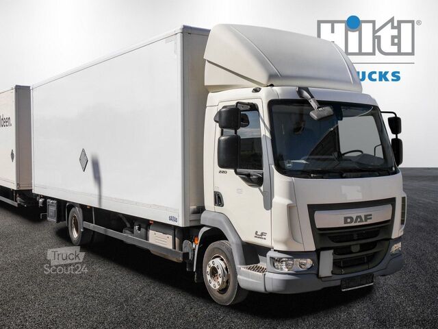 Škatlasti tovornjak DAF LF 220 12t SAXAS KOFFER + ANHÄNGER MOESLEIN AHK