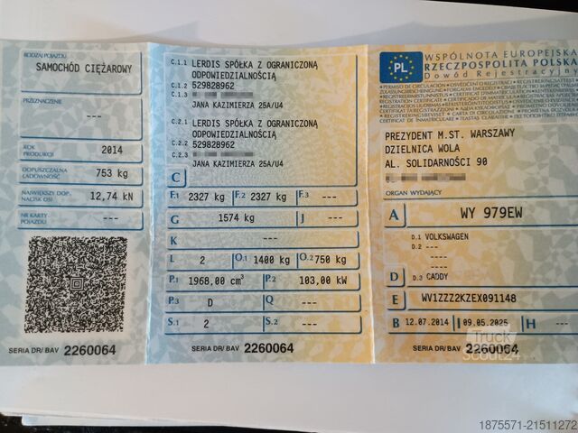 Chladírenská dodávka Volkswagen Caddy