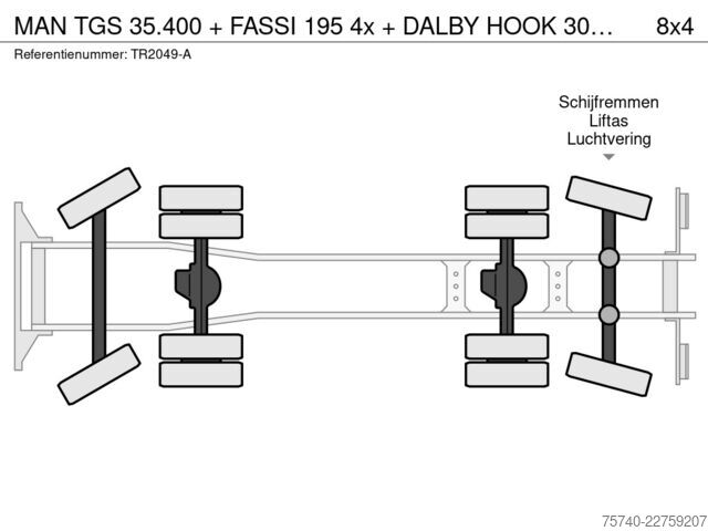 نقل الحاويات MAN TGS 35.400 + FASSI 195 4x + DALBY HOOK 30TON + ...