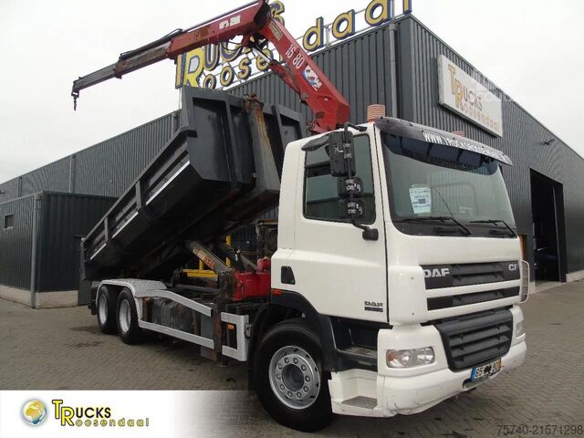 Tipper with crane DAF CF 85.380 + MANUAL + HMF 1680 + HYVA + 6X2