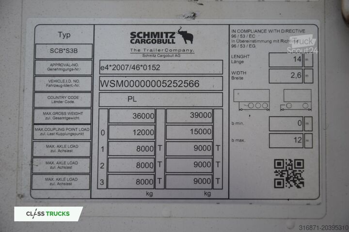 Reefer semitrailer SCHMITZ CARGOBULL SKO FP 60 Smart