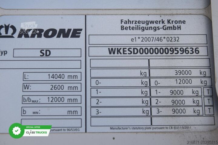 Reefer semitrailer KRONE SDR Cool Liner FP 60 ThermoKing SLXi 300