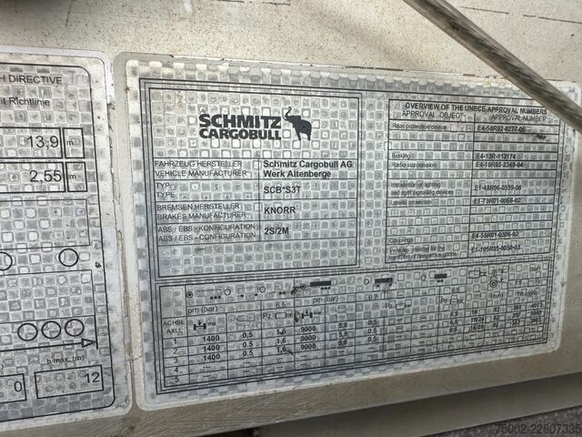 Schiebeplanen Schmitz Cargobull DISCBRAKES / GALVANIZED / HUCKEPACK / NL-traile...
