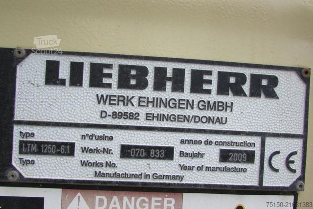 Truck mounted crane LIEBHERR LTM 1250 12x8x10 Kran 250 to Nr.: 706