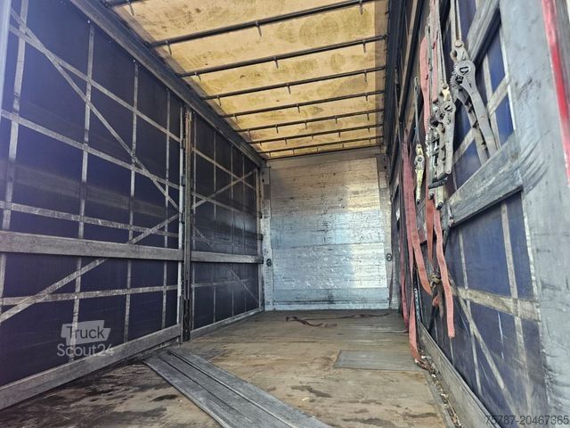 Flatbed truck with tarp SCANIA G410 Volumen, Edscha, Hubdach+Tandemhänger