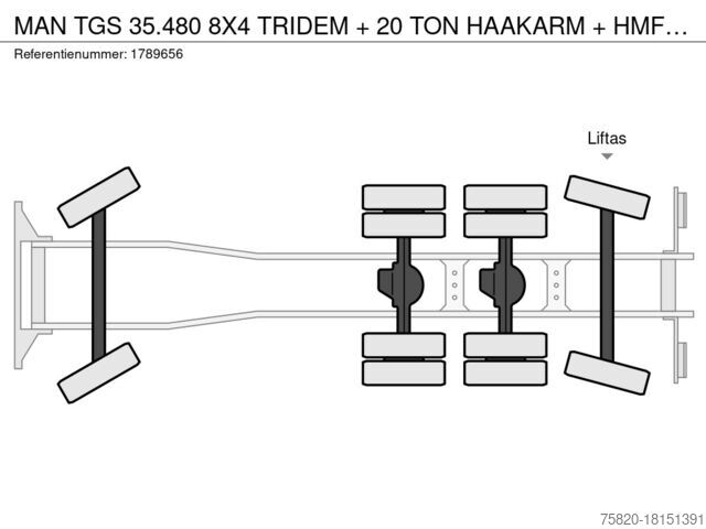 Σύστημα βραχίονα γάντζου MAN TGS 35.480 8X4 TRIDEM + 20 TON HAAKARM + HMF 32...