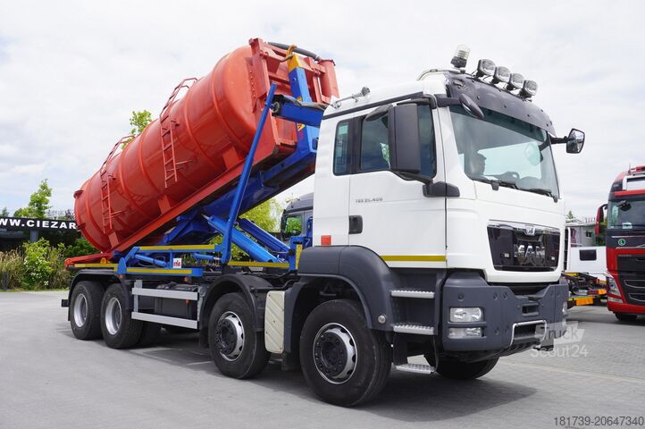 Βυτιοφόρο λυμάτων MAN TGS 35.400 8x4 E5 / HYVA HOOK LIFT 32.56