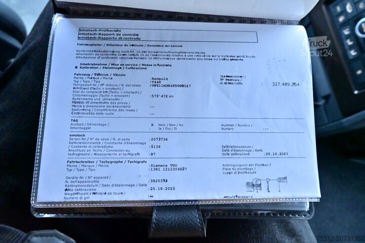 LKW mit Kofferaufbau Renault T440 6x2 E6 Retarder AHK LBW Isokoffer Lift Lenk