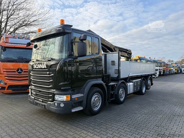 Trijų pusių savivartis sunkvežimis Scania G450 8X2*6 Kipper Kran HMF 2620 K5