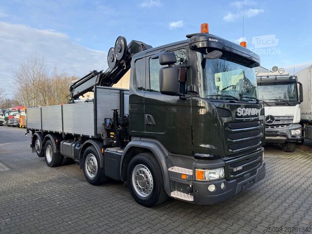 Trijų pusių savivartis sunkvežimis Scania G450 8X2*6 Kipper Kran HMF 2620 K5