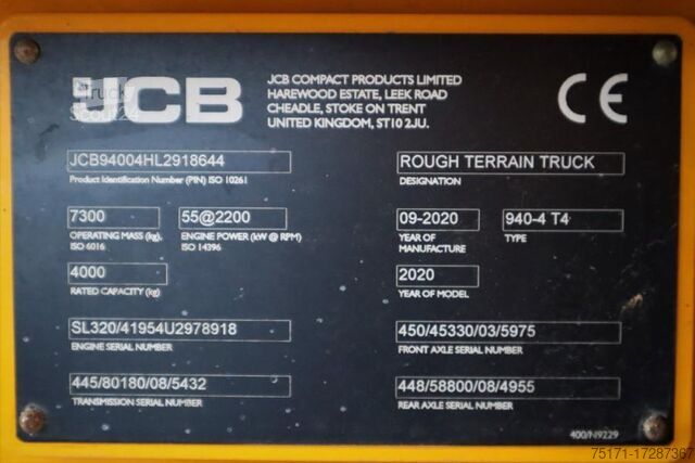 All-terrain vorkheftruck JCB 940-4 T4 Valid inspection, *Guarantee! Diesel, 4x4