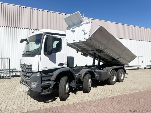 Camion-benne tricar Mercedes-Benz Arocs 4142 K 8x4/4 Arocs 4142/45 K 8x4/4, Meiller Bordmatik links
