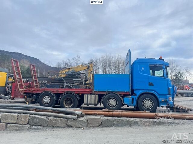  Scania R480 flatbed truck with manual loading ramps - rep