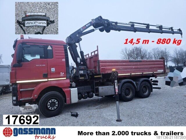 Autocarro ribaltabile MAN TGS 26.480 6x4 BB, Kran Hiab 244 E-5 Hiduo, Funk,