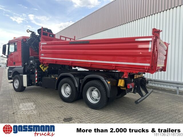 Autocarro ribaltabile MAN TGS 26.480 6x4 BB, Kran Hiab 244 E-5 Hiduo, Funk,