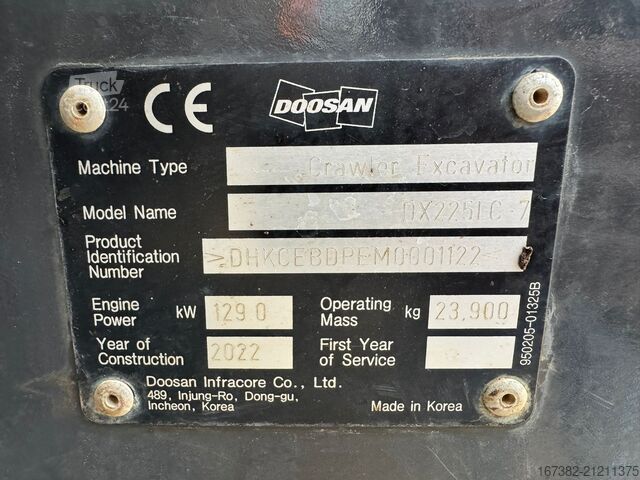 Excavadora sobre orugas Doosan DX225LC-7