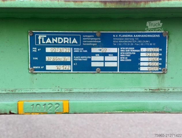 Auflieger-Wechselfahrgestell  Flandria 3 AXLE DRUM BRAKES LIFT AXLE SUPER STRO