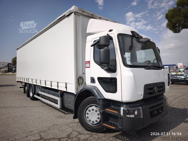 Camião plataforma com lona RENAULT 26.320 D WIDE 6X2 EURO 6