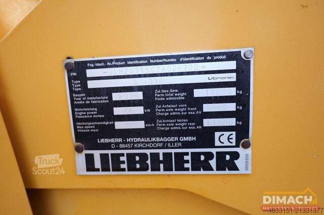 Ekskavatör Liebherr A316 LITRONIC Monogiek - blad + stempels - airc...