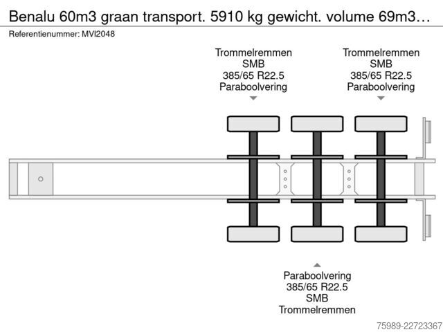 Ribaltabile Benalu 60m3 graan transport. 5910 kg gewicht. volume 6...