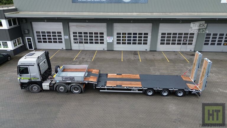 Dieplader oplegger voor het transport van bouwmachines Faymonville MAX Trailer 3-A-Tele-Semi-Rampen-zwangs.