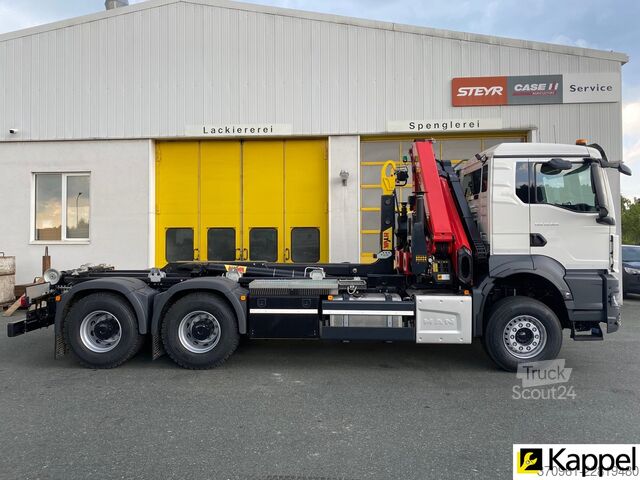 камион с кука за контейнери MAN TGS 33.520 6X4 BL / PALFINGER PK18002EHC
