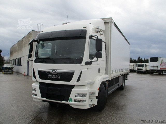 Samochód ciężarowy z plandeką typu platforma MAN TGM 18.320, LBW, Luft-Luft, TÜV 04/2026